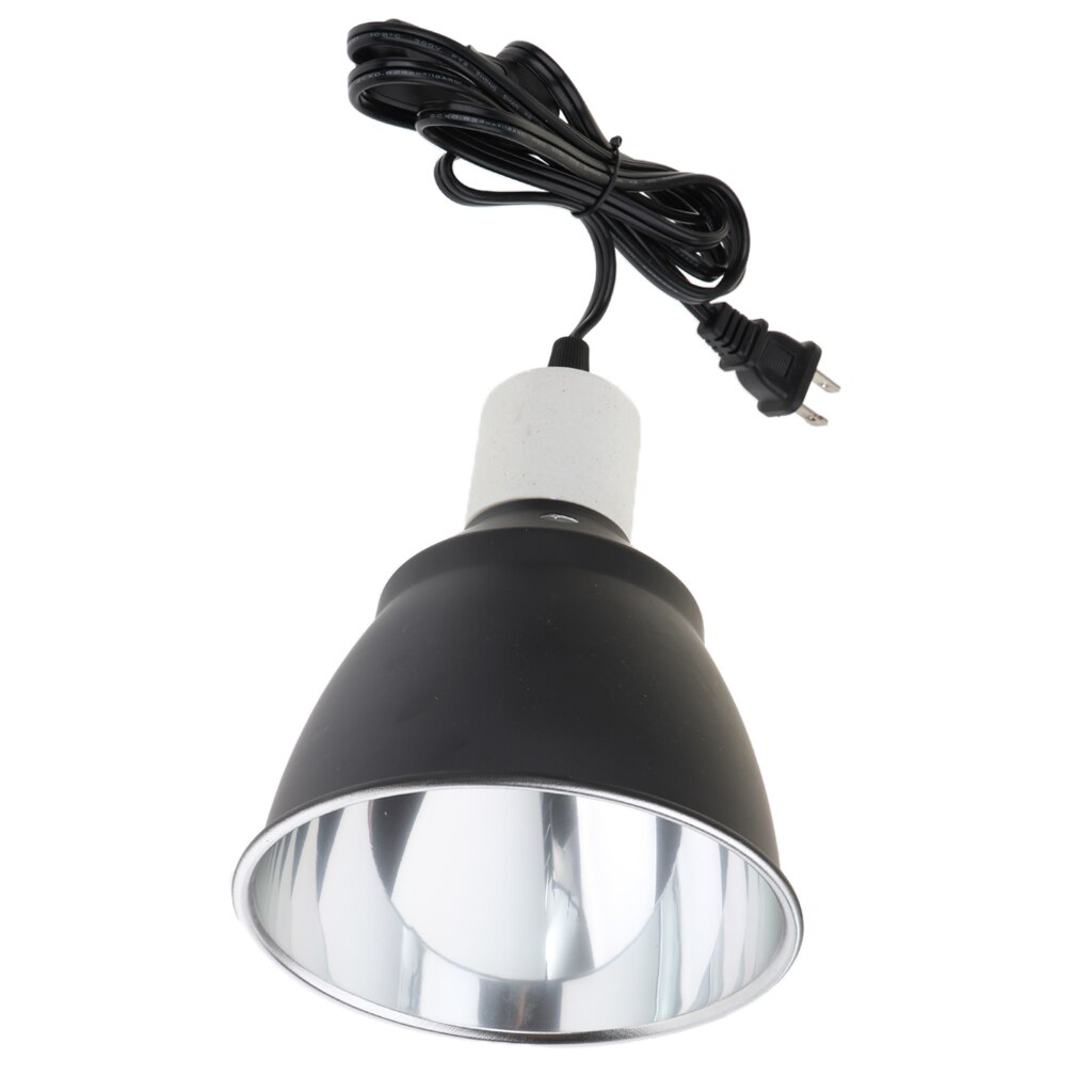 300W Metal Ceramic Heat UV UVB Lamp Light Holder Dome Shape Brooder Reptile Black E27 US Plug