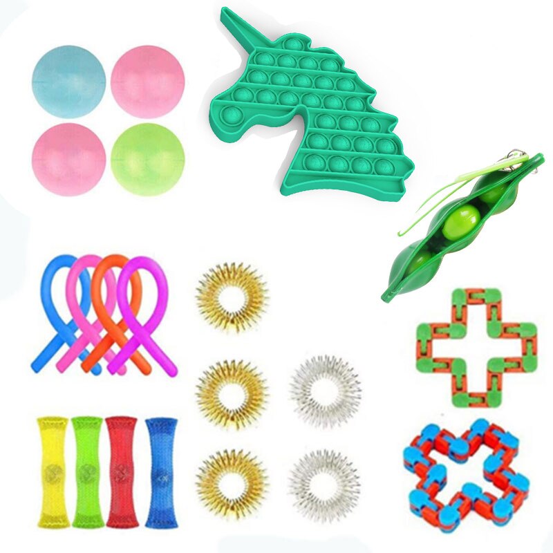 Figet Speelgoed Anti-Stress Speelgoed Set Stretchy Snaren Marmeren Reliëf Volwassenen Meisje Kinderen Zintuiglijke Antistress Relief Fidget Speelgoed: Set G