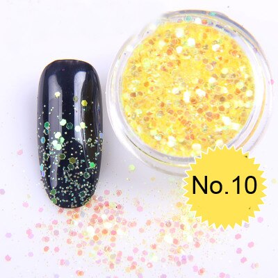1x Topf 2g Bling funkeln Pulver Staub Nagel Kunst Pailletten 3D Regenbogen Klare Hexagon Scheibe DIY Charme Nagel Kunst Dekor Manikübetreffend HHF: HHF10