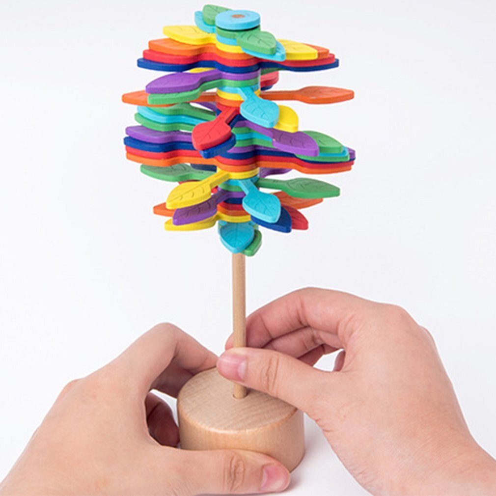 Træ farverige roterende stang dekompression legetøj slikkepind kontor dekompression spil stemning finjustering legetøj børns