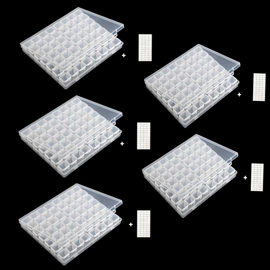 28/56/64 Grids Diamond Painting Storage Box Tool Accessories Bead Container Rhinestone Diamond Embroidery Stone Organizer: 5pc 56 white