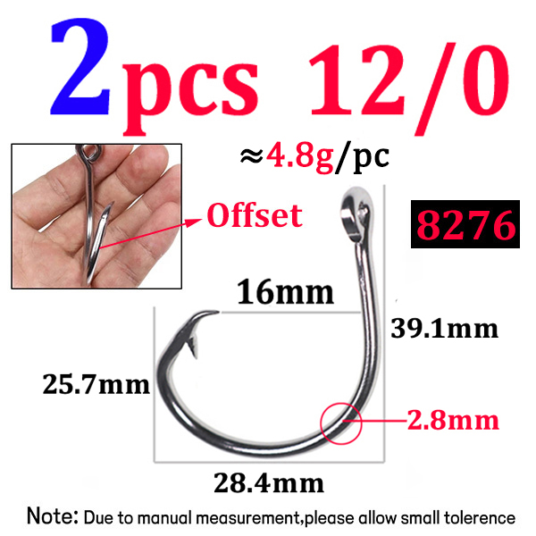 Elllv-anzuelo circular de acero inoxidable para pesca en agua salada, anzuelo de cebo de juego grande para pesca de curricán, atún, tiburón, 6/0 - 18/0: Verde claro