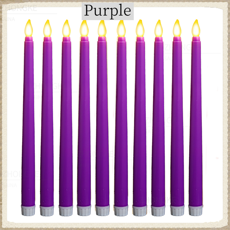 10-300PCS Flameless Taper Candles Wedding Artificial LED Candles Battery Powered Candle Lights Flickering Wedding Home Decor: changeable / light yellow