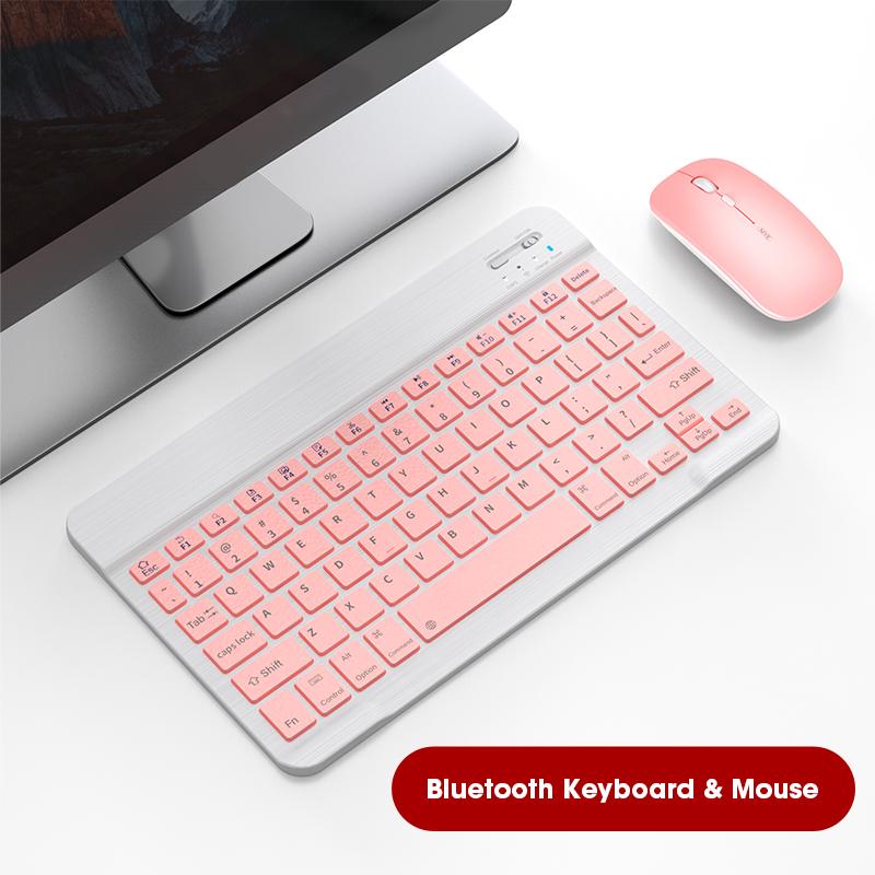 Bluetooth Keyboard For iPad Tablet Wireless Keyboard And Mouse Mini 60% Pink Keyboard Mouse Keycap Computer Office Mouse