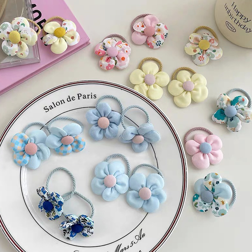 10 unids/set de lazos coloridos para el cabello con flores, coleteros elásticos, banda de goma, accesorios para el cabello de bebé para niños pequeños, niños, adolescentes y niñas
