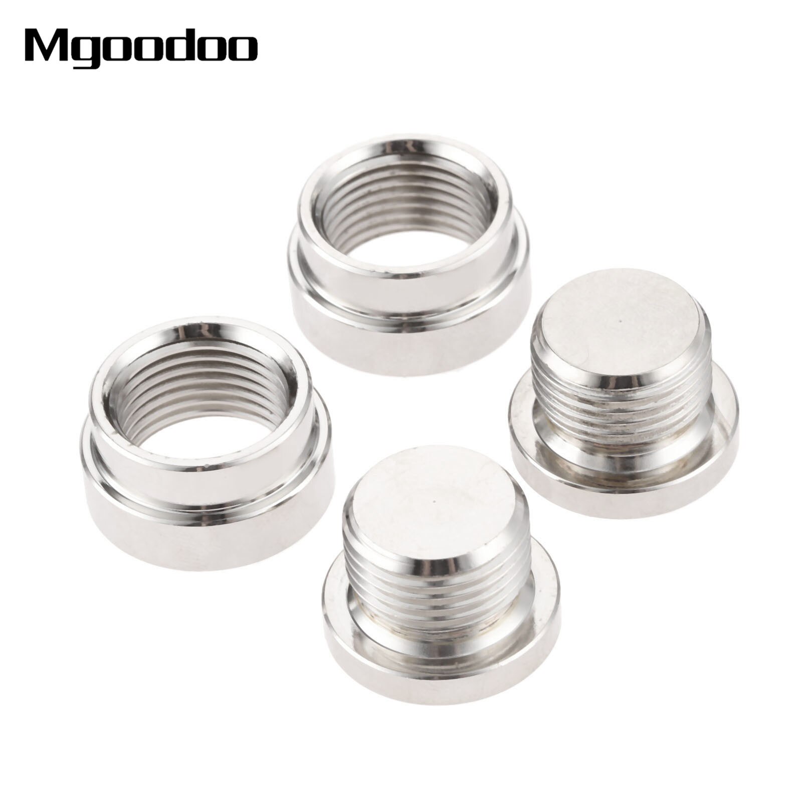 4Pcs/Set O2 Oxygen Sensor Stepped Mounting Boss and Plugs (2 Bungs + 2 Plugs) M18 X 1.5 Oxygen Sensor Fittings steel Weld Bung