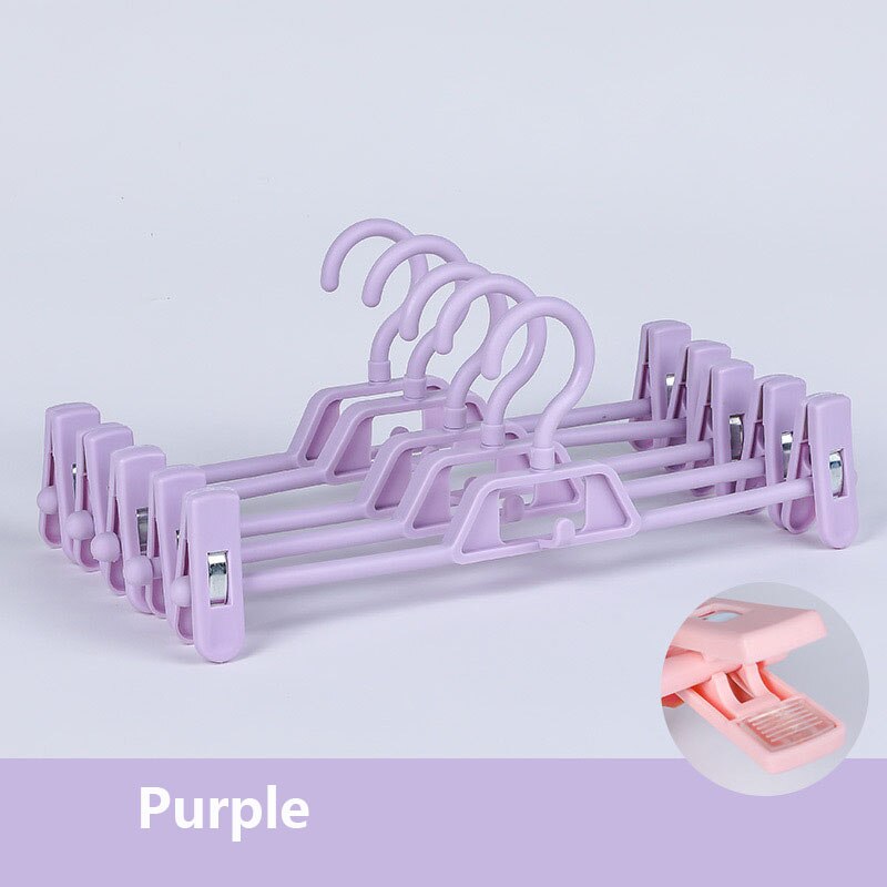 10 kpl liukumaton ripustin klipsillä vaateripustimet housujen järjestäjä takki hame kuivausteline tilansäästäjä, aikuisten pp materiaali: Violetti housuteline