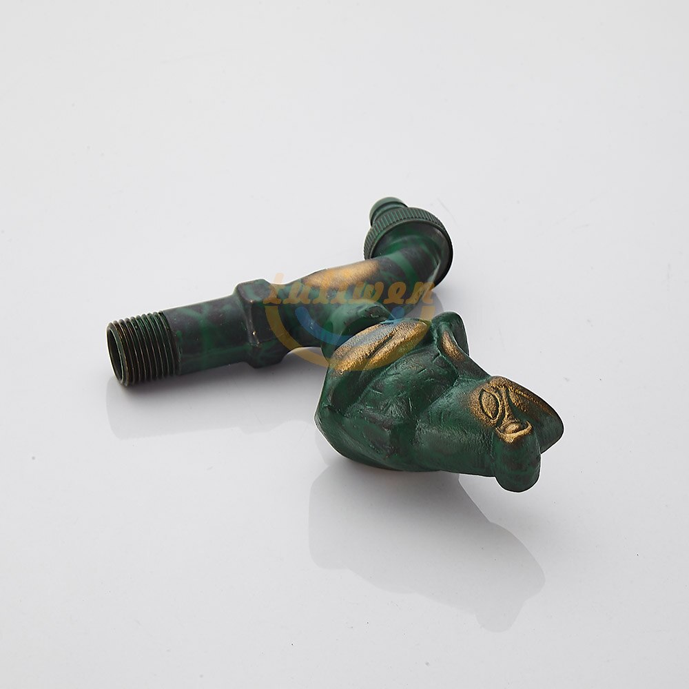 Decorative Antique Brass Garden Outdoor Faucet Cold Water Tap - With a Set of Brass Quick Connecter for 1/2&quot; Inches Hose