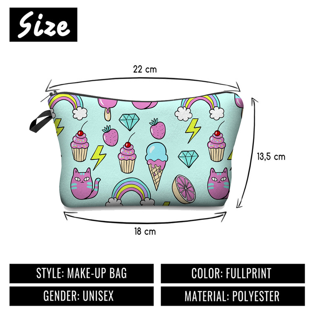 Ijs Volledige Print Make-Up Tas Voor Vrouwen Carton
