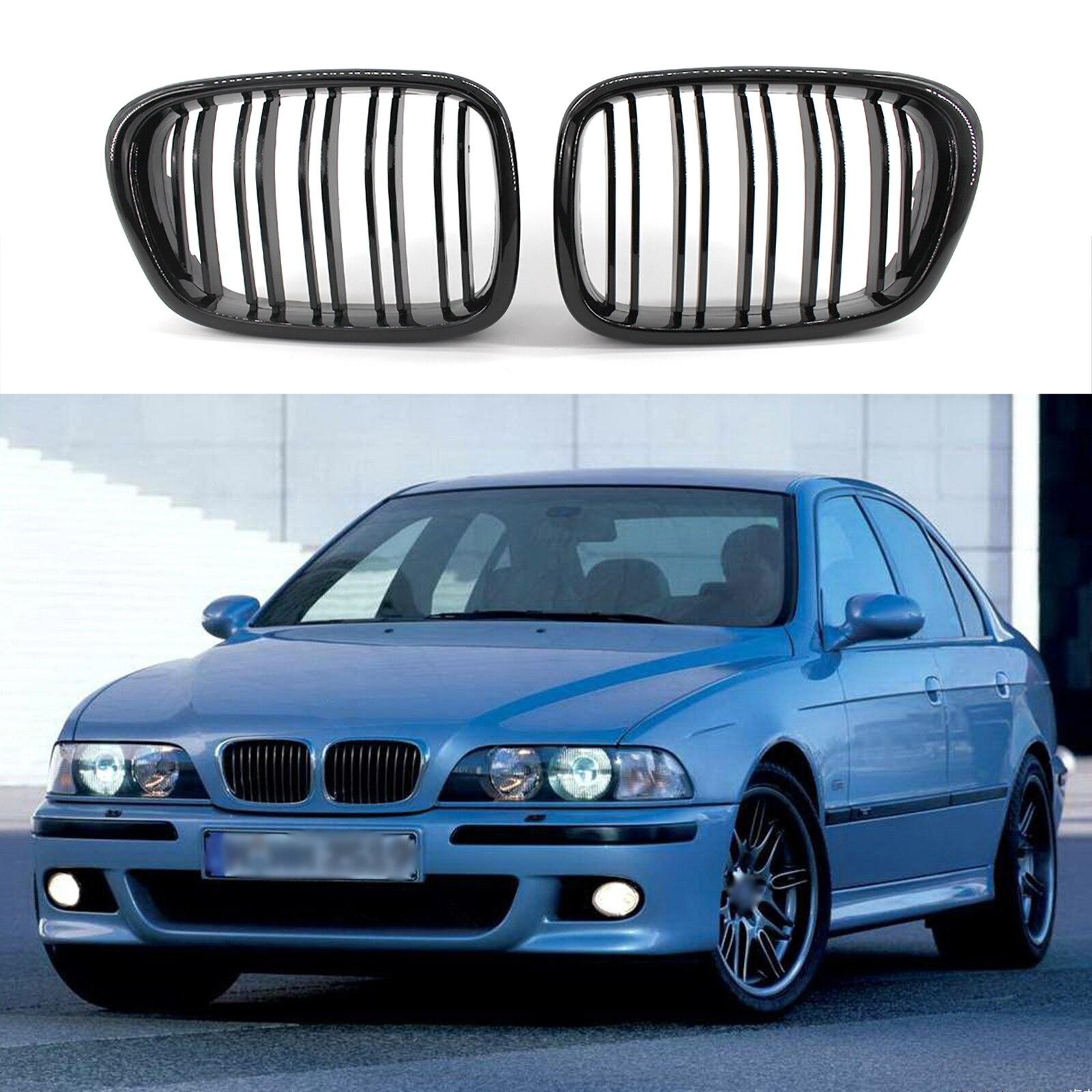 Car Front Hood Kidney Grille Grill For BMW E39 5 Series 1999-2003 Car Air Intake Grille Replacement