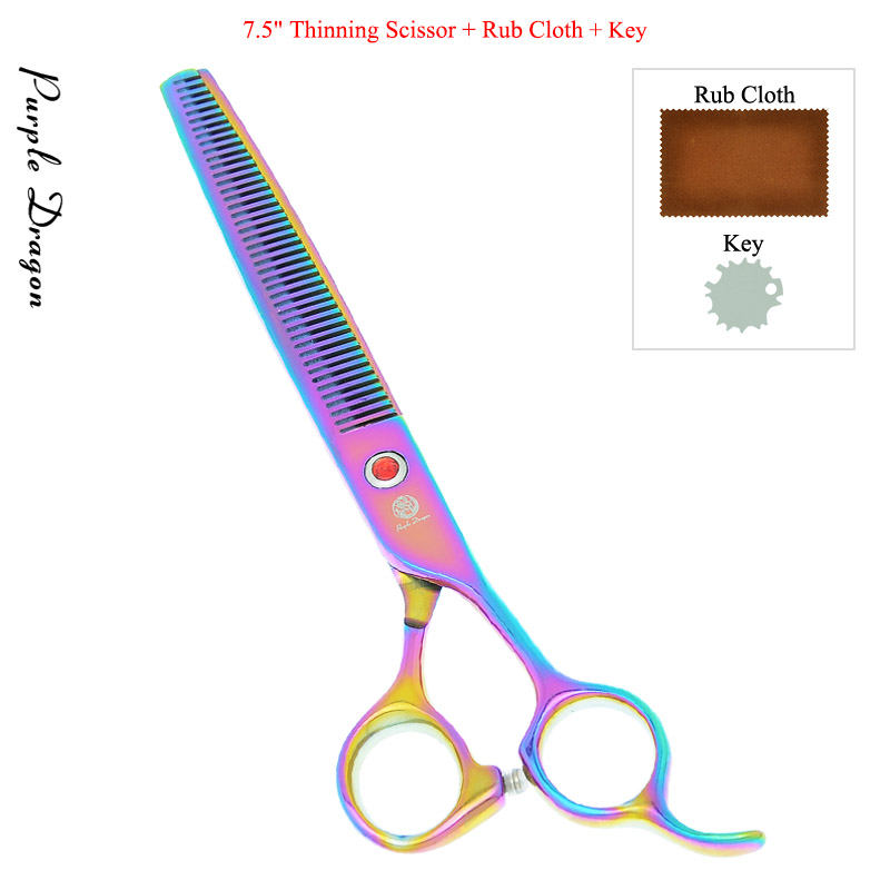 8.0 &quot;lila Drachen Hunde Pflege Schere Haustiere Gerade Gebogen Schneiden Tijeras Friseur 7.5&quot; Ausdünnung Scher Ebene Trimmer B0051B: B0051B-03-75