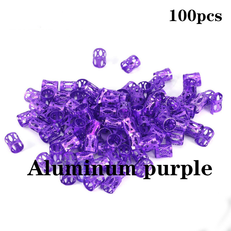 100Pcs/Lot Gold and Silver 8x9mm Micro Hair Dread Braids Wig Lock Tube Beads Adjustable Cuffs Clips for Hair Accessories Tool: NO.7    100pcs