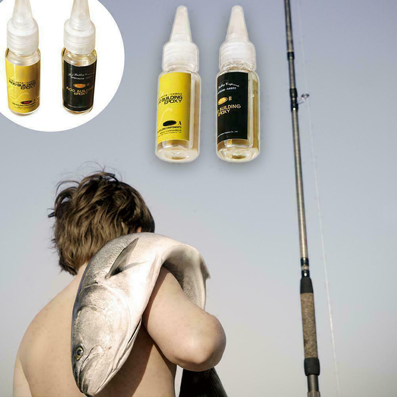 2Pcs Fishing Rod Glue Fishing Rod adhesive Epoxy Resin AB Glue Transparent Glue for Twine Fishing Rod Accessories Repair glue