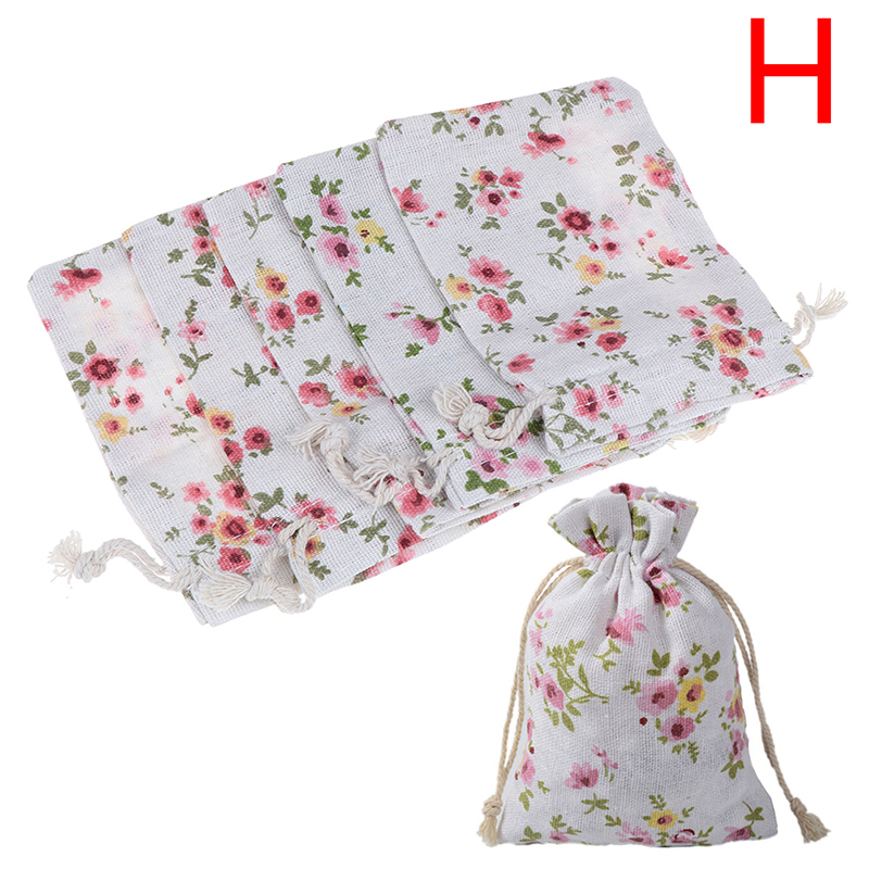 Paquete de 5 unidades de bolsas con cordón ajustable, bolsas de yute con cordón, bolsas de arpillera para fiestas, de Navidad, bolsas de joyería, bolsas de embalaje: H