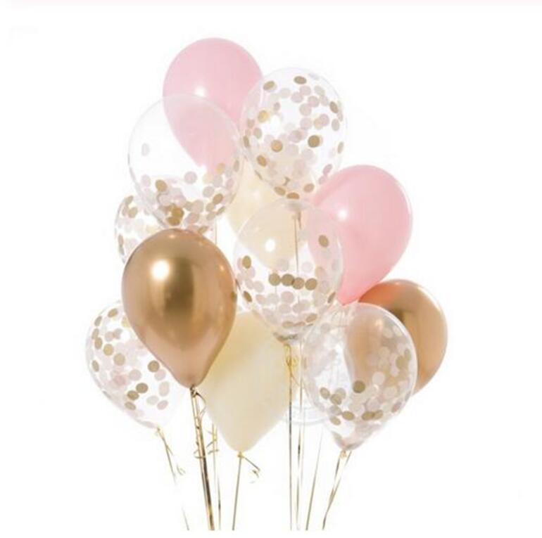 12 Stks/partij 12Inch Goud Roze Blauw Ballonnen Goud Zwart Rood Confetti Bruiloft Verjaardag Party Decor Helium Baby Shower levert: set 2