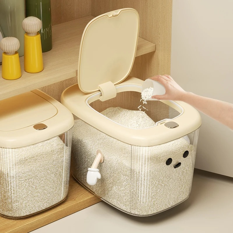 Cubo de arroz de plástico para el hogar, caja de almacenamiento de arroz sellada de gran capacidad, a prueba de insectos, presión de humedad, de alimentaria, DIY
