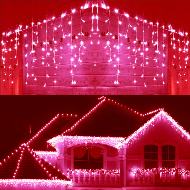 Adornos navideños para el hogar, cortina LED para exteriores, guirnalda de luces tipo carámbanos, guirnalda de calle en la casa, invierno, 220V, caída de 0,3-0,4 m: BLANCO / 0-5 W
