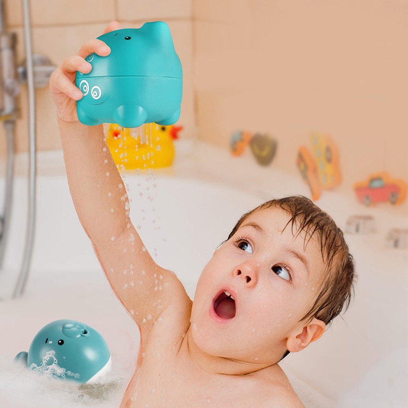 Børn baby bad lege vand legetøj sødt dyr tryk vand spray badeværelse sjovt bruser svømme legetøj