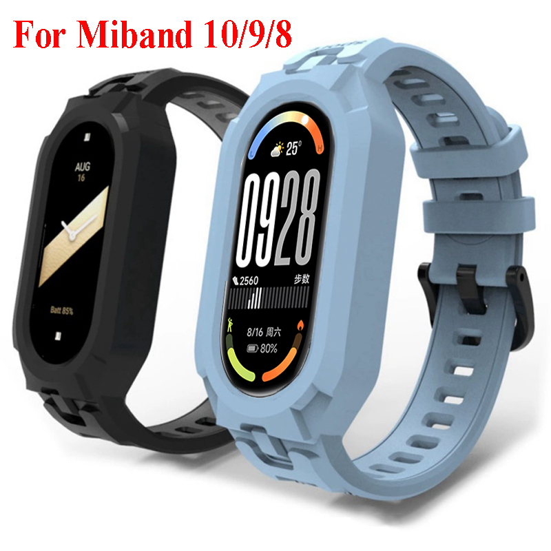 Voor Mi Band 10 Band Xiaomi Mi Band 9 Polsband Correa Horloge Vervanging Zachte TPU Siliconen Miband 8 Armband 2 IN 1 Band Case
