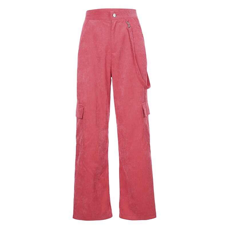 Rockmore vintage joggers kvinder brede ben lige bukser streetwear sweatpants højtaljede bukser koreanske plus size harajuku bukser: Lyserød / Xl