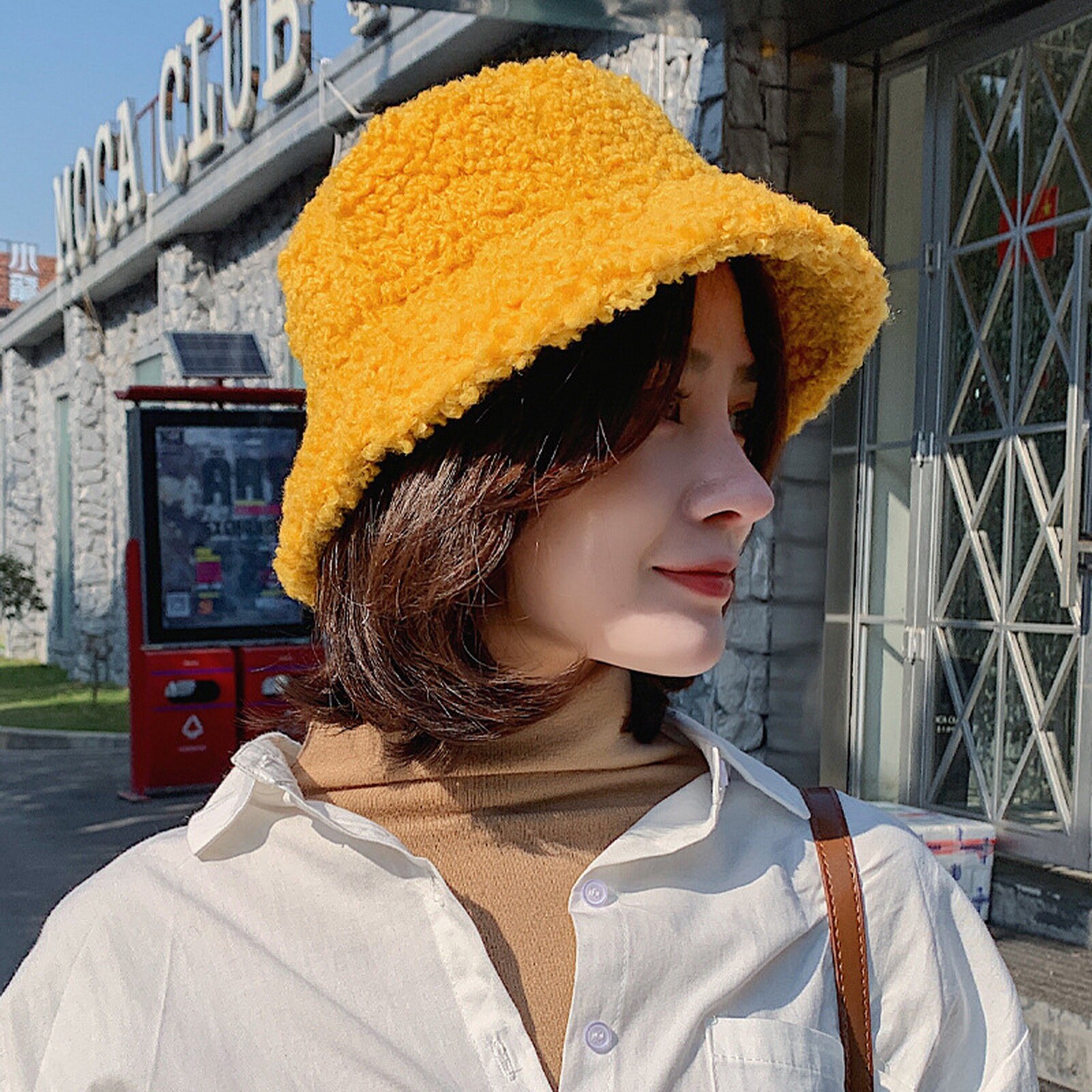 Zima kobiety kapelusz stałe sztuczne futro ciepła czapka damska Faux futro kapelusz typu wiaderko dla kobiety dziewczyny ochronna powłoka chroniąca przed słońcem kapelusze przeciwsłoneczne dama czapki