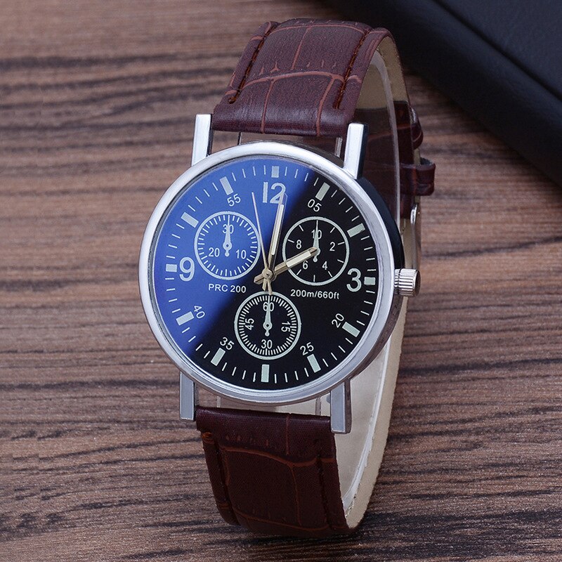 Mode Quartz Ultra-Dunne Horloge Eenvoudige Rvs Drie-Eye Mannen Horloge Lederen Band Cadeau Voor Vriendje: B1