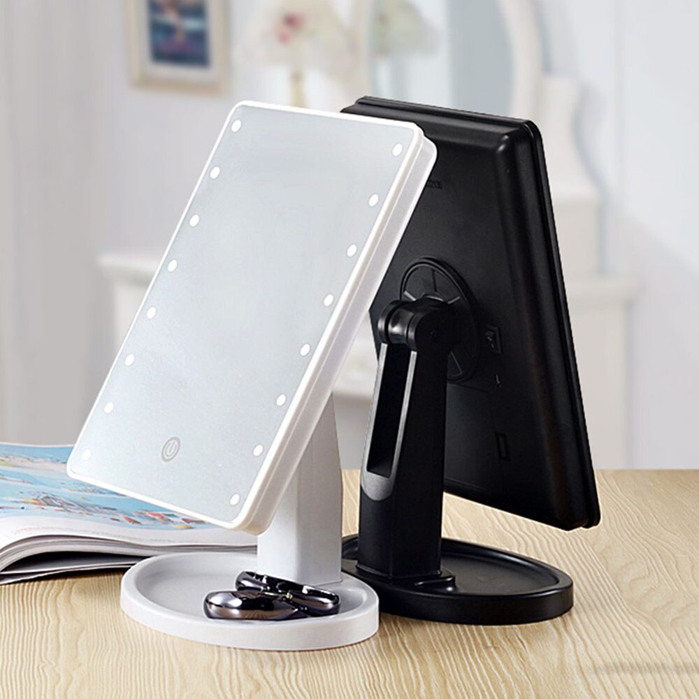 Nuevos Espejos de maquillaje profesionales de LED iluminados con luz LED ajustable 16/22 espejos de pantalla táctil para maquillaje de belleza J19