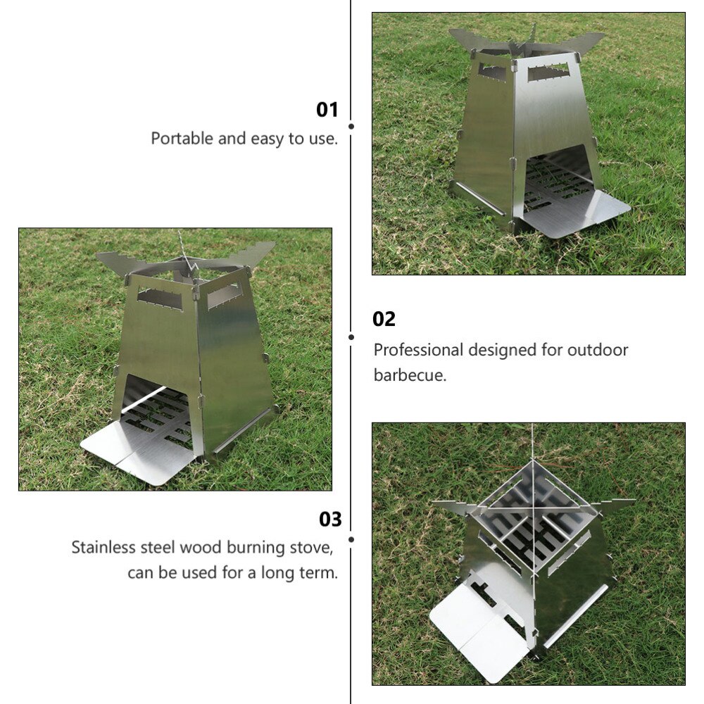 3 Stks/set Brandende Kachel Stevige Vouwen Kookgerei Bbq Kachel Houtkachel