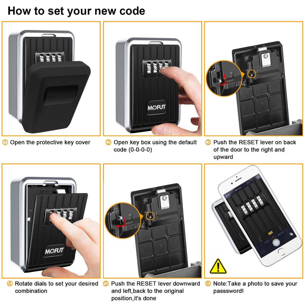 Key Lock Box with 4-Digit Combination Lock Box for House Key Wall Mounted Weatherproof Resettable Code Key Lock Box
