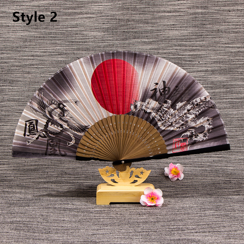 1 kpl vintage silkki taittuva viuhka kiinalainen japanilainen tupsu bambu tanssi käsiviuhka kodinsisustus koristeet askartelu: Tyyli 2