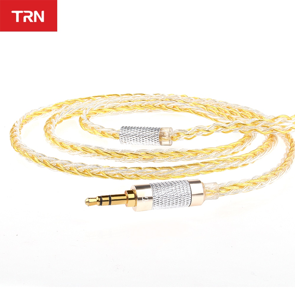 El Cable más TRN 8 Core de cobre plateado mezclado actualizado 2,5/3,5mm Cable equilibrado con conector MMCX/2pin para TRN v80 v20 v10