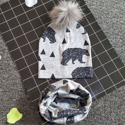 Nette Kleinkind Kinder Baby Mädchen & Jungen Cartoon Print Hüte Kappe Neugeborenen Baumwolle Weiche Winter Warme Häkeln Stricken Hut mützen Schädel Kappe