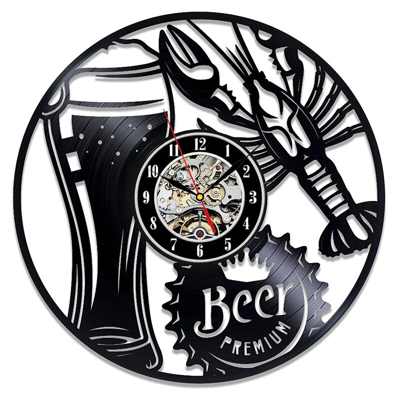 3D Horloge Een Fles Bier Vintage Vinyl Wandklokken Bier Vinyl Record Wandklok Modern Decoratieve Bar Thuis decor: Style 7