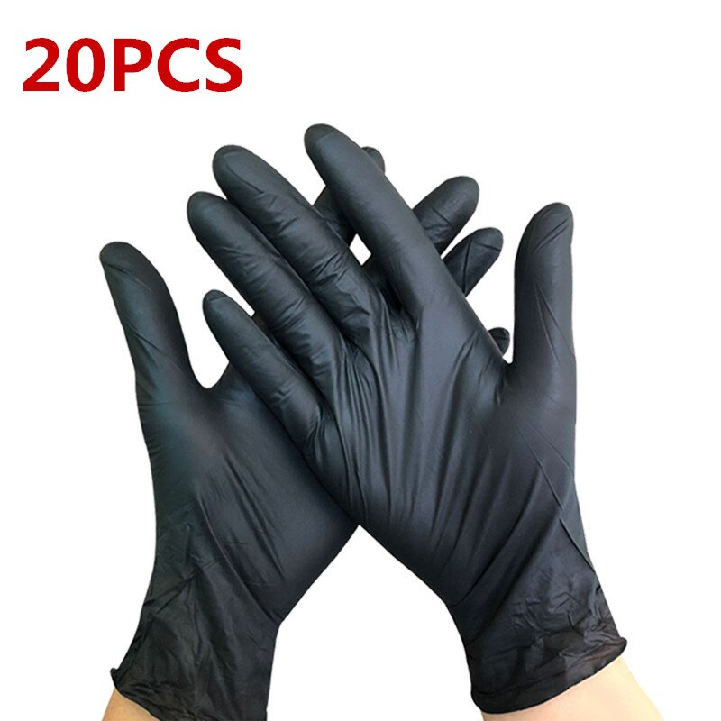 Guantes mecánicos de nitrilo para limpieza del hogar, guantes antiestáticos de laboratorio para decoración de uñas, 50 Uds./100 Uds./lote: Black 20 pcs / L