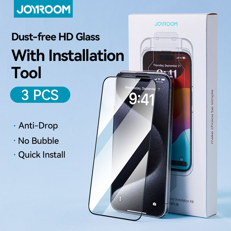 Joyroom 3/2/1pcs HD Gehard Glas Voor iPhone 15 Pro Max Screen Protector Quick Installeren glas Voor iPhone 15 14 13 12 Pro Max