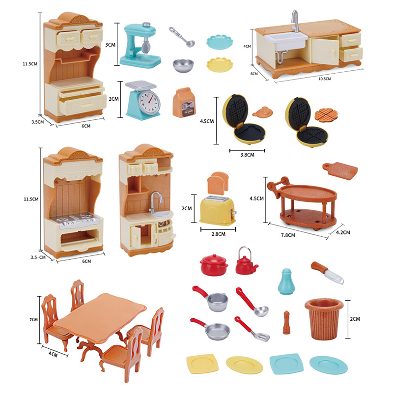 Miniatur-Puppenhaus-Möbelset, Miniatur-Küchenutensilien, Sofa-einstellen für das Wohnzimmer, Zubehör für BJD-Puppen