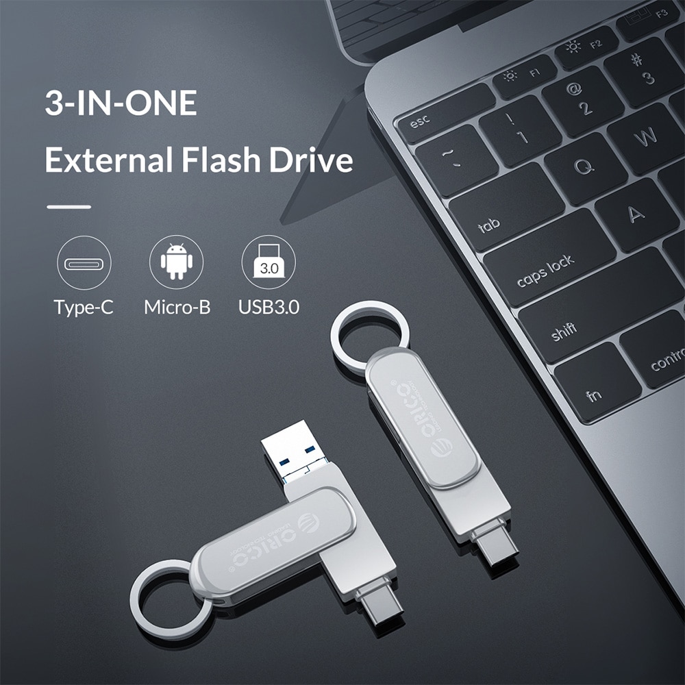 ORICO clé USB 3-en-1 type-c USB3.0 micro-b 64GB 32GB USB3.0 mémoire Flash clé USB Flash OTG U disque pour téléphone/tablette/PC