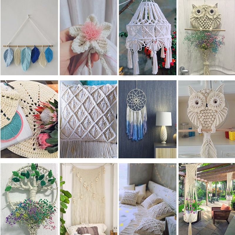 100% Cotton Rope Macrame Cords Beige Twisted String Cotton Cord For Handmade Natural DIY Home Wedding Accessories