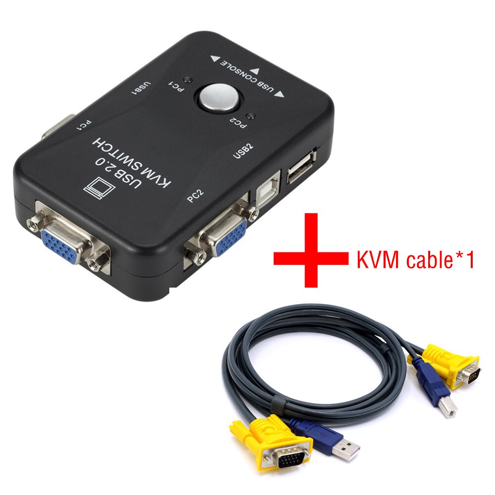 Qedo usb kvm switch 2 port vga svga switch box usb 2.0 kvm mus switcher keyboard 1920*1440 vga splitter box sharing switch: C
