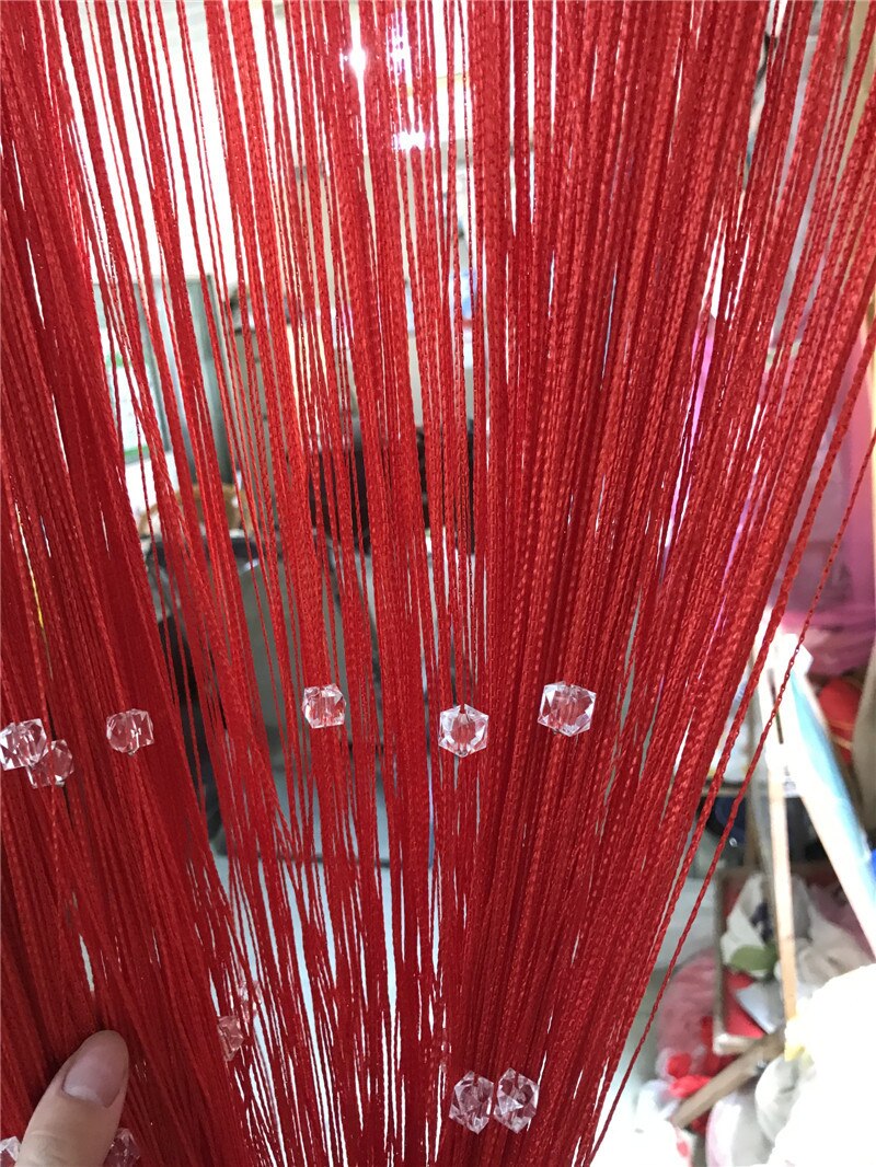 Beaded Curtain String Beads Door Curtains Thread Window Wall Panel Room Divider Doorway Home Living Room Wedding Decor: red