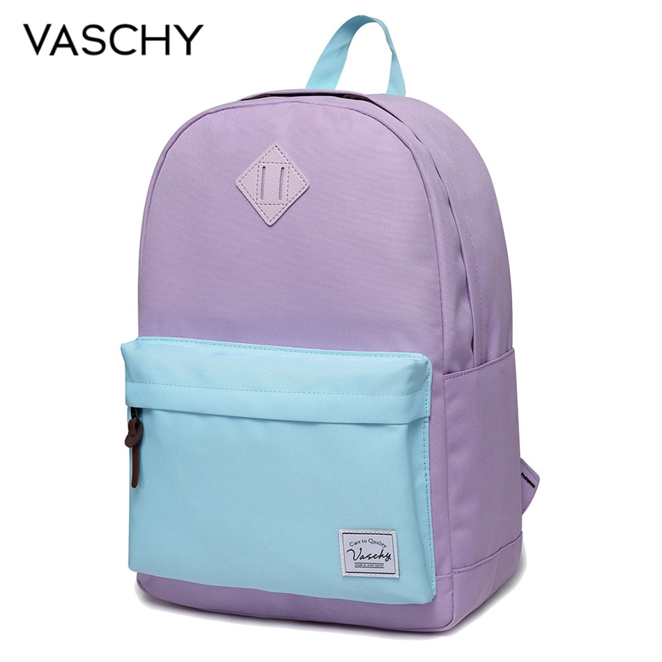 Backpack for Men and Women VASCHY Unisex Classic Water Resistant Rucksack School Backpack 15.6Inch Laptop for TeenageR: Purple Sky Blue