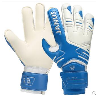 Janus latex finger protective 5~10 size football goalkeeper gloves men soccer gloves godie: Blue / 7