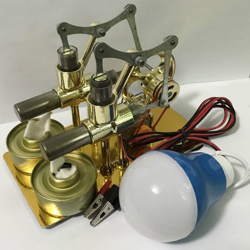 Stirling afbalanceret motor model dampkraft fysik populærvidenskab lille produktion opfindelse eksperiment uddannelse undervisningsværktøj