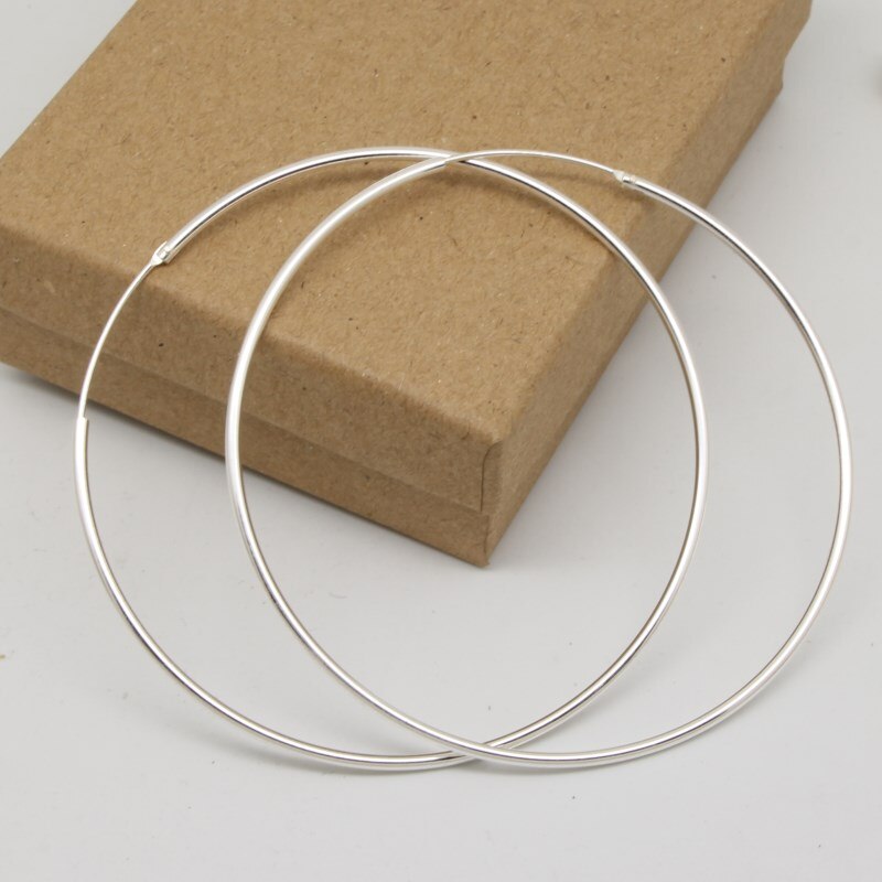 Large Size silver plated Big Hoop Earrings For Women Simple Round Circle Earrings Hoops Ear Rings Earings Jewelry