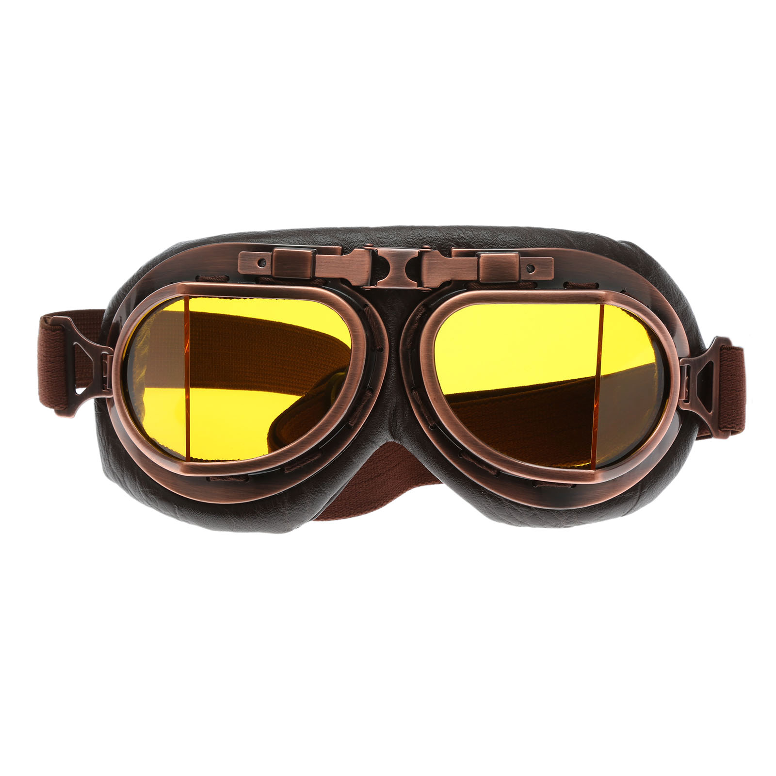 Gafas Retro para motocicleta Vintage Motocross gafas clásicas Retro Steampunk ATV bicicleta cobre casco protección UV: Yellow Lens
