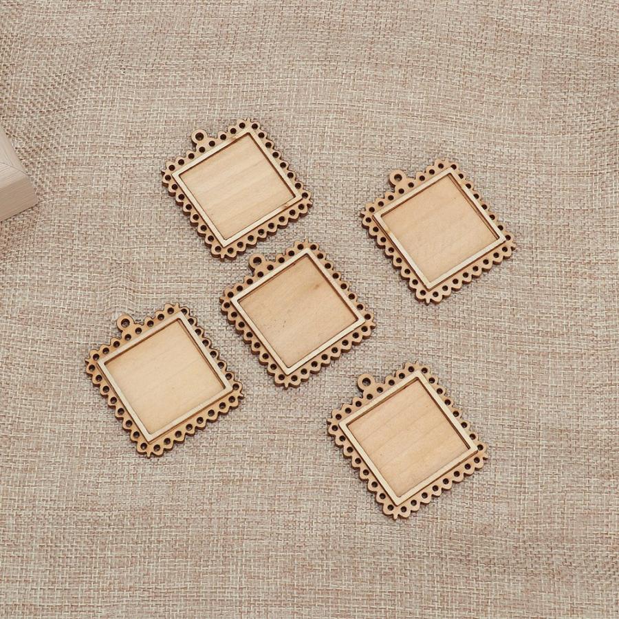 5pcs Wooden Rectangle Setting Emboss Blank Base Small Wooden Photo Frame Keychain Trays Picture DIY Wall Photo Frame Poster