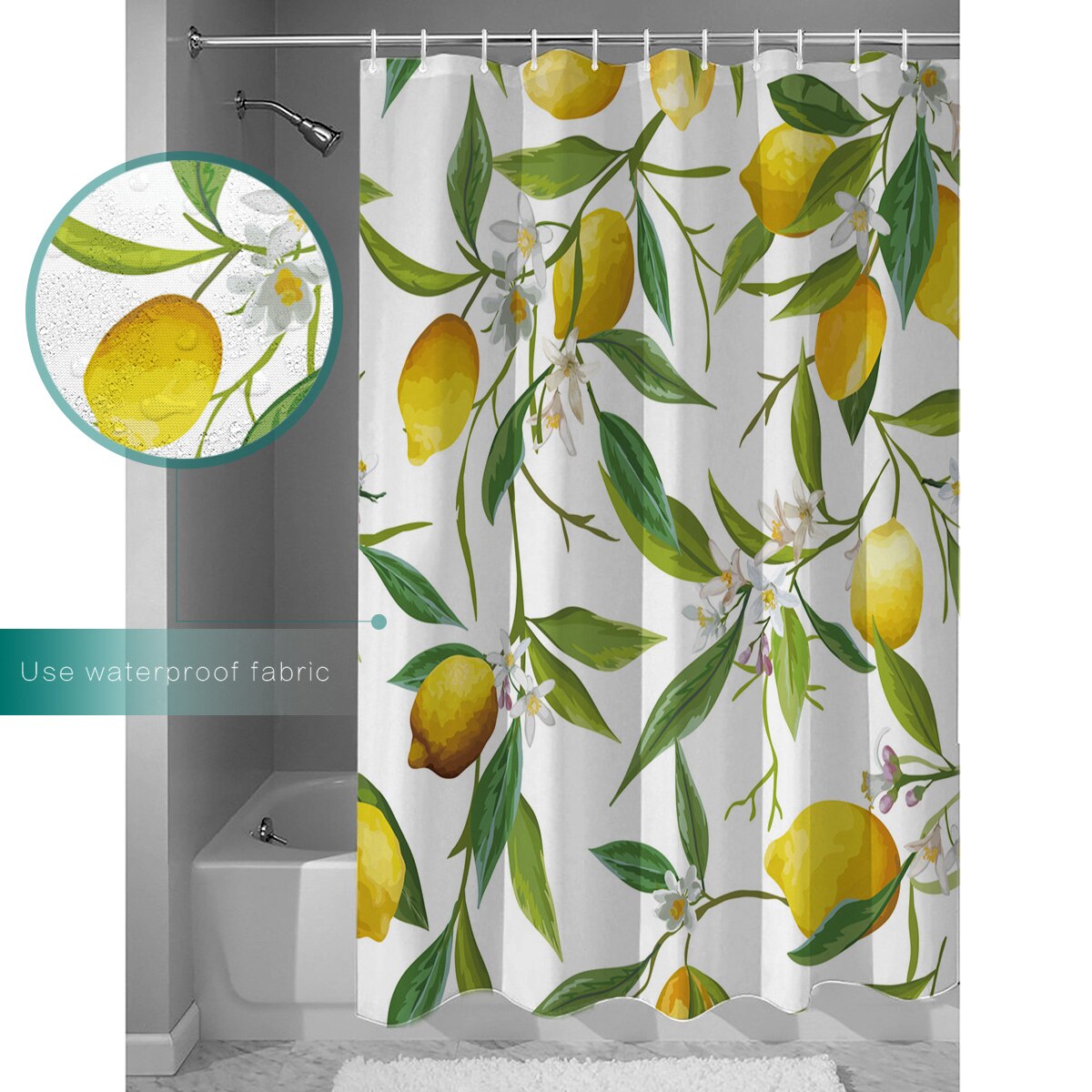 Moderne Gordijn Plant Citroen Bloemen Gedrukt Badkamer Douchegordijn Badkamer Decor Waterdichte Stof Douchegordijn