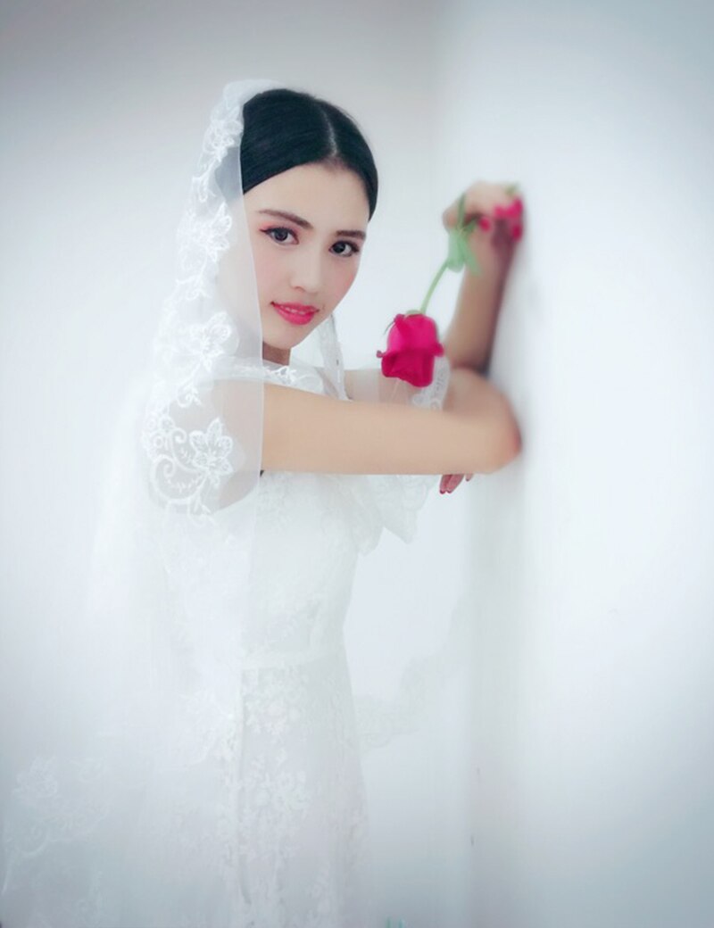 Bruidssluier laagste prijs wit/ivoor eenlaags bruidsaccessoires kathedraal 3m hoofd sluier bruidssluier zonder kam