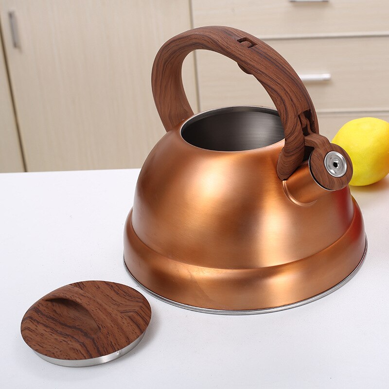 Gold Metal Large Luxury Kettle Heat Resistant Gas Kettle Induction Teapot Stainless Steel Whistle Stovetop Theiere Teapot EH50KE
