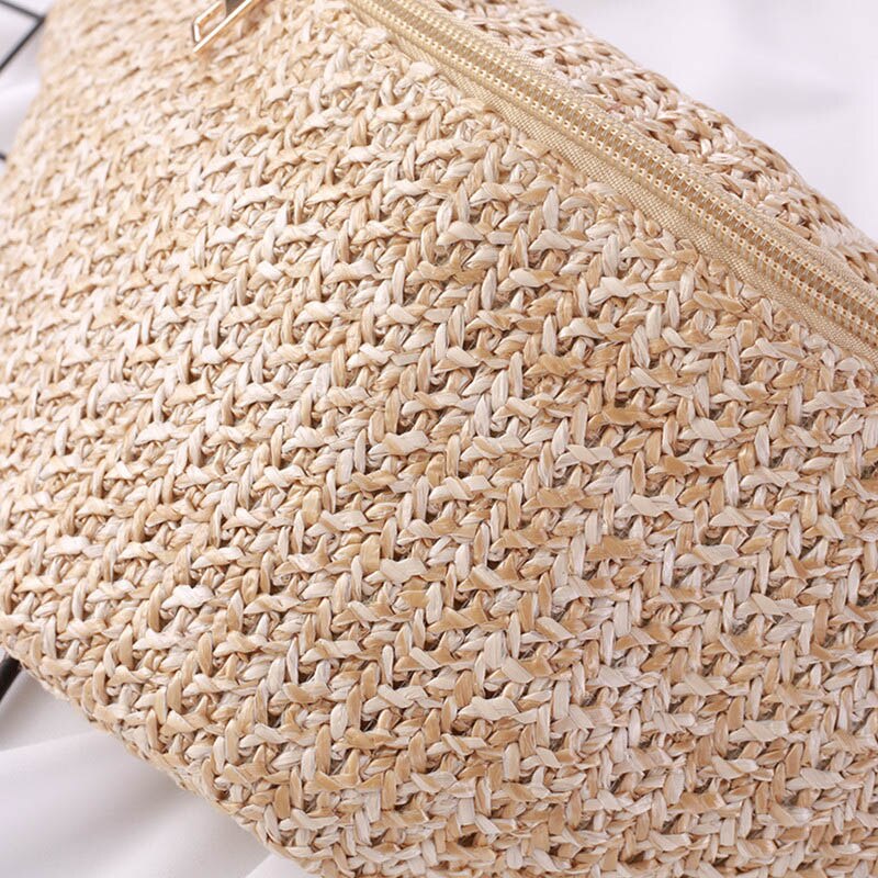 Rieten heuptas voor dames, handgemaakt van rotan, zomer strandtas, heuptas voor meisjes, borsttas, portemonnee, kaki